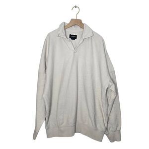Standard Cloth Terry Long Sleeve Sweatshirt Size Medium Collar Cream